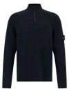 Stone Island Ribbed Crewneck Sweater Fitted Shape In Blue