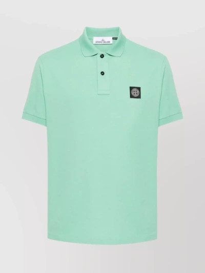Stone Island Ribbed Collar Slim Fit Polo In Pastel