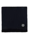 Stone Island Ribbed Compass-patch Scarf In Black