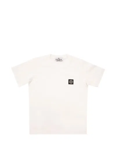 Stone Island Ribbed Compass-patch T-shirt In White
