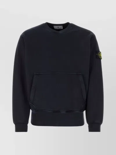 STONE ISLAND RIBBED COTTON CREWNECK SWEATSHIRT