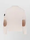 Stone Island Ribbed Crew-neck Cotton Sweatshirt With Elbow Patches In White
