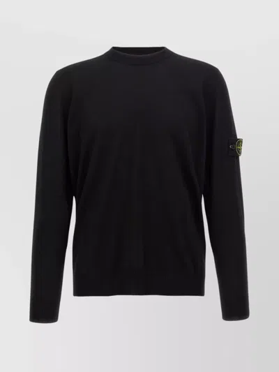 STONE ISLAND RIBBED CREW NECK KNIT SWEATER WITH LONG SLEEVES