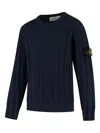 Stone Island Ribbed Crew-neck Sweater In Blue