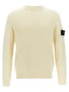 Stone Island Turtleneck Ribbed Wool Sweater In Neutral