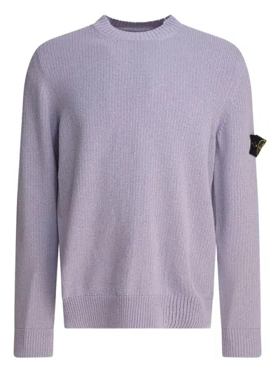 Stone Island Ribbed Crew-neck Sweater In Purple