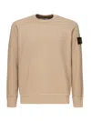 Stone Island Ribbed Crew Neck Sweater In Brown