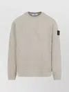 Stone Island Beige Cotton Sweatshirt With Signature Patch And Ribbed Edges In Brown