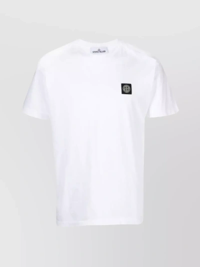 Stone Island Ribbed Crew Neck T-shirt In White