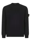 Stone Island Black Soft Organic Cotton Crewneck Sweater In Black