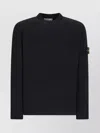 Stone Island Crew Neck Sweater With Brushed Texture. In Black