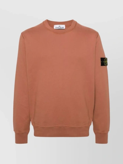 Stone Island Ribbed Crewneck Sweater With Long Sleeves In Pink