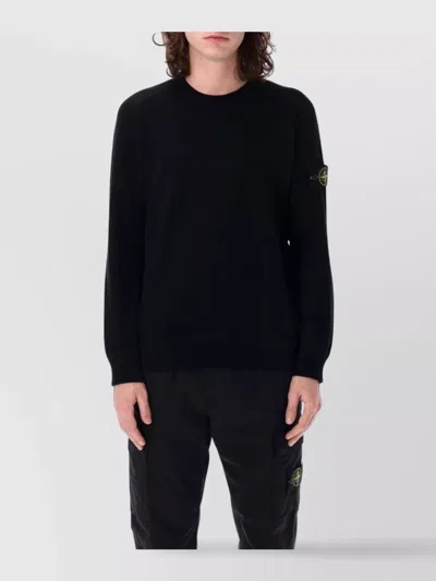 Stone Island Ribbed Crewneck Sweater With Long Sleeves In Black