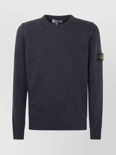 STONE ISLAND RIBBED CUFF CREW NECK LAMBSWOOL SWEATER