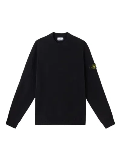 Stone Island Ribbed-cuff Logo-patch Sweater In Blue