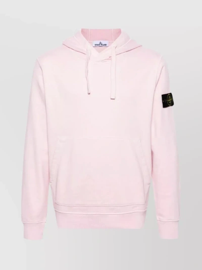 Stone Island Ribbed Drawstring Hooded Sweater In Pastel