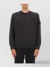 Stone Island Ribbed Hem Long Sleeve Crew Neck Sweater In Black