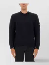 Stone Island Ribbed Hem Long Sleeve Crew Neck Sweater In Black