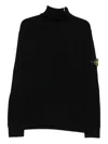 Stone Island Turtleneck Jumper With Finely Ribbed Trims In Black