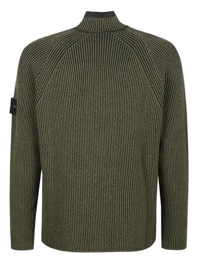Stone Island Ribbed High-neck Sweater In Green