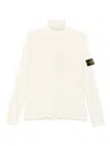 Stone Island Ribbed Wool Turtleneck Sweater Regular Fit In Neutral