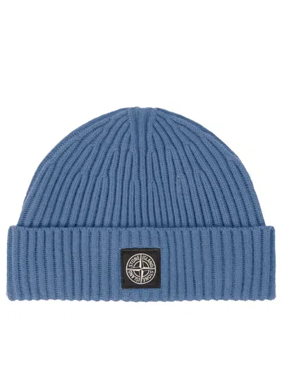 STONE ISLAND RIBBED KNIT BEANIE HAT WITH FOLDED CUFF