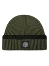 Stone Island Ribbed Knit Beanie With Subtle Logo Detail In Green