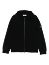Stone Island Hooded Sweater With Zip In Wool And Cashmere In Black