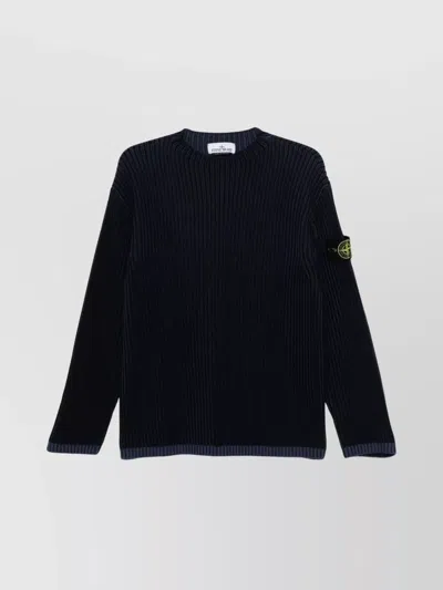 STONE ISLAND RIBBED KNIT CREWNECK SWEATER