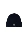 Stone Island L Beanie Hat With Logo Patch In Blue