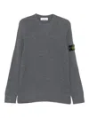 Stone Island Ribbed Sweater With Application In Gray