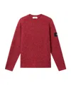 Stone Island Ribbed-knit Sleeve-patch Sweat In Red