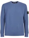 Stone Island Ribbed Knit Sweater With Crew Neckline In Blue