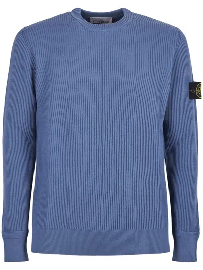 STONE ISLAND RIBBED KNIT SWEATER WITH CREW NECKLINE