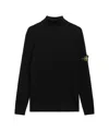 Stone Island Black Wool Turtleneck Sweater In Animal Print