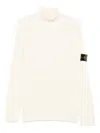 Stone Island Ribbed Wool Turtleneck Sweater Regular Fit In Neutral