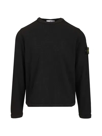 Stone Island Logo-patch Crewneck Sweatshirt In Black
