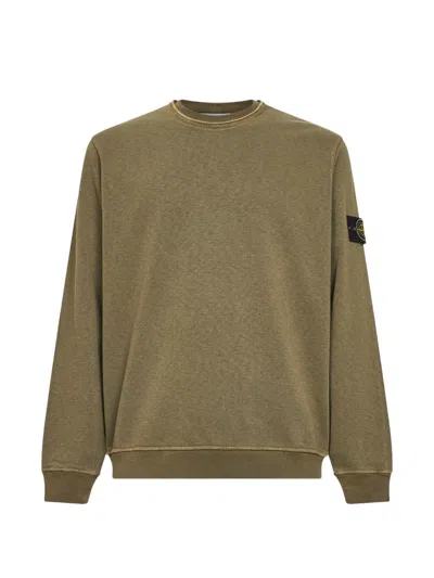Stone Island Malfil Cotton Sweatshirt With Logo In Blue