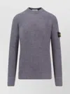 Stone Island Ribbed Long Sleeve Crew Neck Sweater In Blue