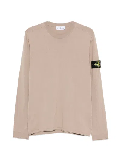 Stone Island Ribbed Neckline Sweater For Men In Neutral