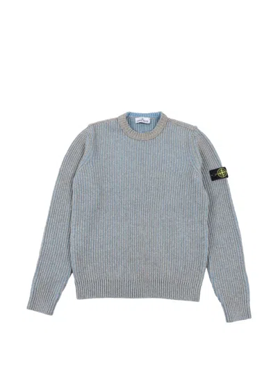 Stone Island Kids' Ribbed Round-neck Sweater In Blue