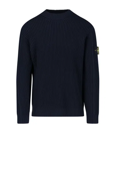 Stone Island Sweater With Logo In Blue