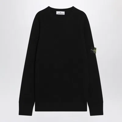 Stone Island Ribbed Sweater In Black