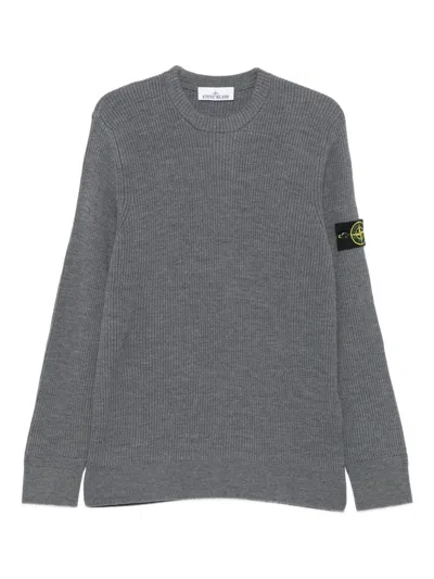 STONE ISLAND STONE ISLAND RIBBED SWEATER WITH APPLICATION