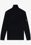 Stone Island Black Wool Turtleneck Sweater In Black
