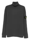 Stone Island Virgin Wool Turtleneck Sweater With Long Sleeves In Gray