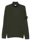 Stone Island Ribbed Turtleneck Sweater In Green
