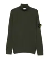 Stone Island Ribbed Turtleneck Sweater In Green