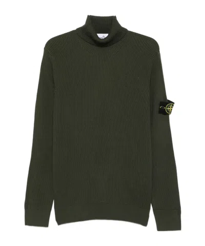 STONE ISLAND RIBBED TURTLENECK SWEATER