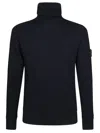 Stone Island Turtleneck Sweater In Virgin Wool With Logo Patch In Blue